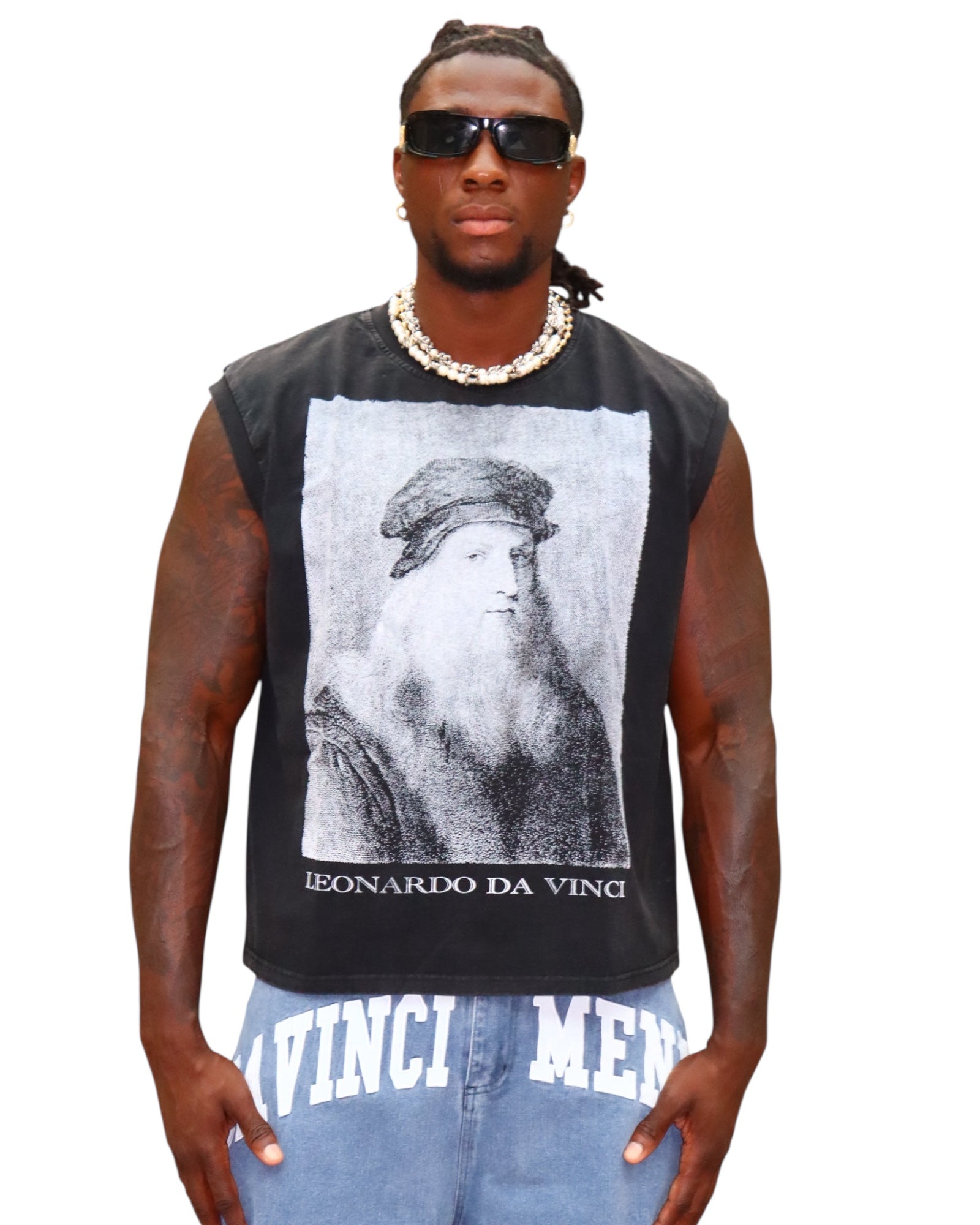 LEONARDO DA VINCI GRAPHIC SLEEVELESS SHIRT