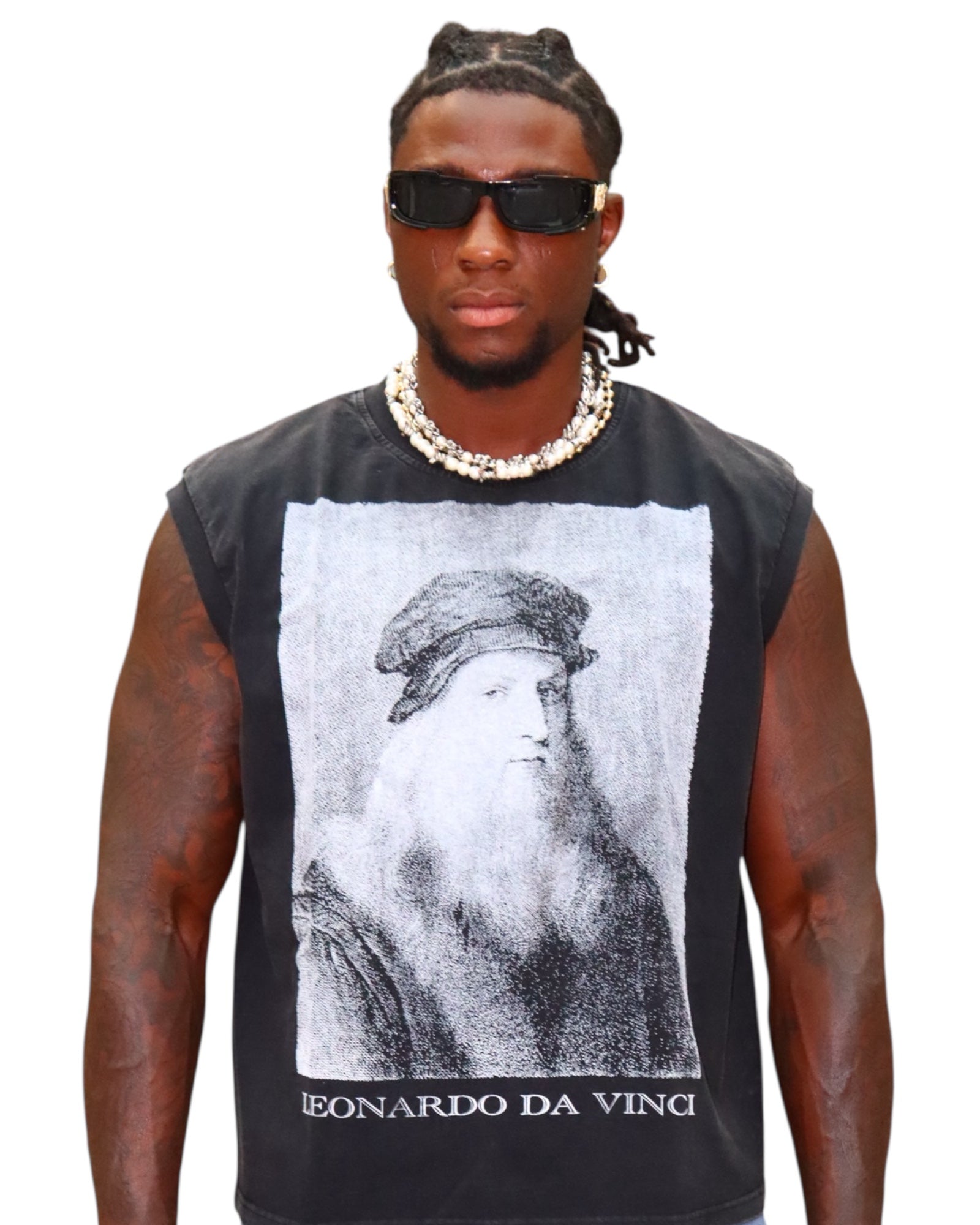 LEONARDO DA VINCI GRAPHIC SLEEVELESS SHIRT