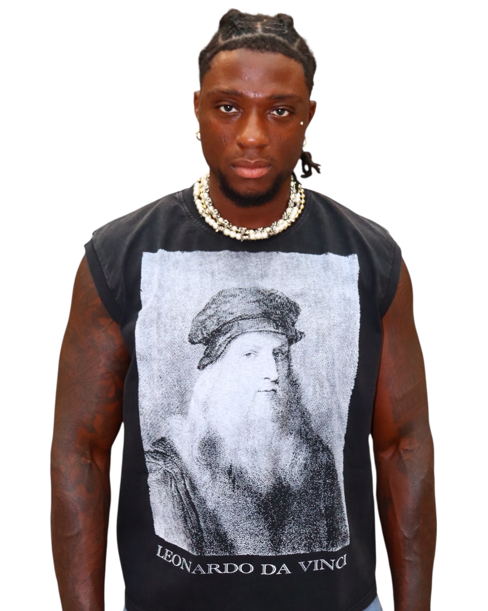 LEONARDO DA VINCI GRAPHIC SLEEVELESS SHIRT